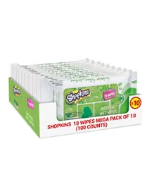 Shopkins Wipes Green Mega Pack of 10 - 100 Wipes