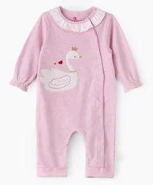 Tiny Hug Swan Patched Romper - Pink