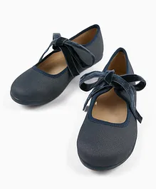 Zippy Shiny Ballerinas With Velvet Bow - Blue
