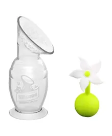 Haakaa Silicone Breast Pump 100ml + Flower Stopper Set - White