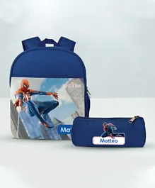 Essmak Spiderman 2 Personalized Backpack and Pencil Pouch Blue - 11 Inches
