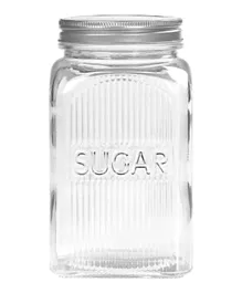 تالا - برطمان سكر زجاجي مضلع بغطاء معدني لولبي- 1.25 لتر