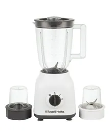 Russell Hobbs 3-in-1 Blender With Grinder and Multi Chopper Mills 1.5L 400W BWM102- White
