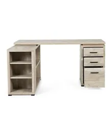 PAN Home Darion Corner Office Desk With Pedestal - White Wash