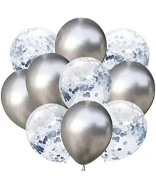 Highland Silver Confetti & Latex Balloons for Birthday Anniversary Party Decorations Pack of 20 - 12 Inches