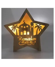 Brain Giggles Ramadan Kareem Wooden Light Decorations - Yellow and Brown