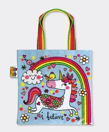 Rachel Ellen Mini Tote Bag I believe Unicorn & Rainbow - Blue