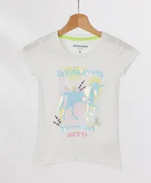 Aeropostale Unicorn Sequins Printed T-Shirt - White