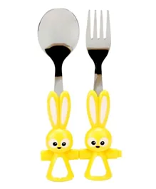 Brain Giggles Bunny Fork & Spoon Set - Yellow