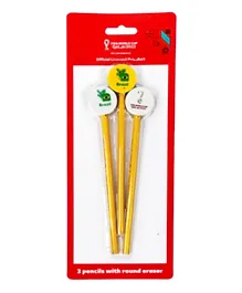 FIFA 2022 Brazil Country Pencils with Round Eraser - 3 Pieces