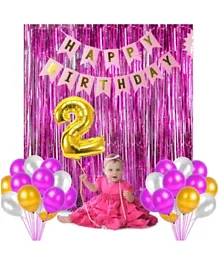 Party Propz 2nd Birthday Decorations Combo for Girls - Pack of 29