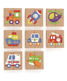 Viga Wooden Magnetic Puzzle Block Set Transportation -  32 Pieces