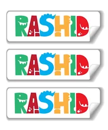 Twinkle Hands Personalized Waterproof  Labels Dino Colorful Name Font - 30 Pieces