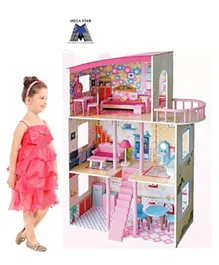 Megastar Contemporary Style Wooden Dollhouse  - Pink