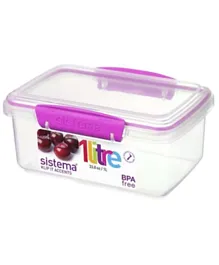 Sistema Rectangular Accents Food Container Pink - 1 Litres