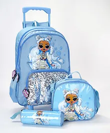 L.O.L Classic Trolley Backpack + Lunch Bag + Pencil Case Set Blue - 18 Inches