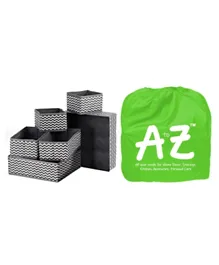 A to Z Foldable Baby Cloth Storage Box Closet Organizer Pack Of 6 - Grey
