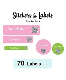 Ladybug Labels Personalised Name Labels Sticker Combo Elephant Girl - Pack of 70
