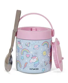 Eazy Kids Unicorn Stainless Steel Insulated Food Jar Blue - 350mL