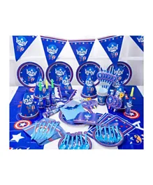 Brain Giggles Captain America Theme Disposable Tableware for 6 People Party Set - 100 Pieces