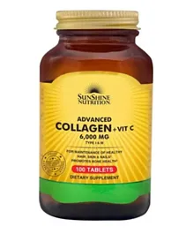 SUNSHINE Nutrition Advanced Collagen + Vitamin C Dietary Supplement - 100 Tablets