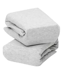Clevamama Jersey Cotton Crib Fitted Sheets Pack of 2 - Melange Grey