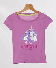 Aeropostale Unicorn Flip Sequins Printed T-Shirt - Purple