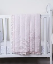 PAN Home Frayed Baby Quilt Blanket - Blush