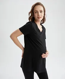 DeFacto V Neck Knitted Maternity Top - Black