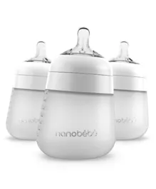 Nanobebe Silicone Bottle 3 Pack White - 270ml each
