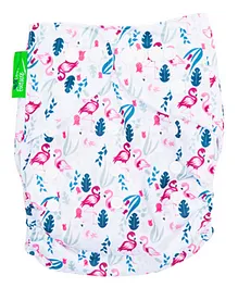 Green Future Reusable Diaper with Inserts - White & Blue