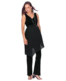 Mums & Bumps Sara Chiffon Overlay Maternity Jumpsuit - Black