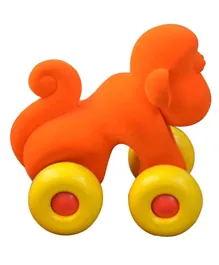 Rubbabu Soft Baby Educational  Toy Aniwheelies Monkey Small -Orange