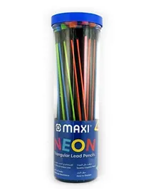 Maxi Neon Triangular Lead Pencils with Eraser - 30 Pieces