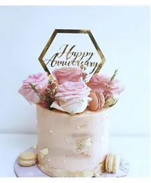 Party Propz Happy Anniversary Acrylic Cake Topper - Golden