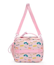 Bamboo Bark Butterfly Print Insulated Lunch Bag - Pink