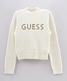 Guess Kids Furry Blended Yarn Sweater - White