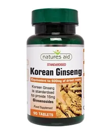 Natures Aid Korean Ginseng 600Mg  - 90 Tablets