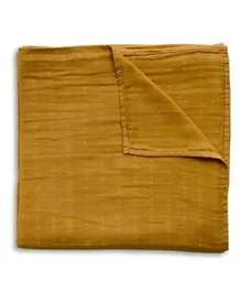 Peanut 100% Organic Cotton Muslin Swaddle Wrap Blanket - Mustard