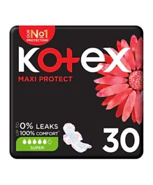 Kotex Maxi Pads Super with Wings  Sanitary Pads - 30 Pieces