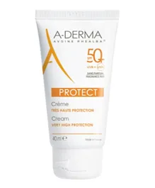 Aderma 50+ SPF Fragrance Free Protect Cream - 40mL