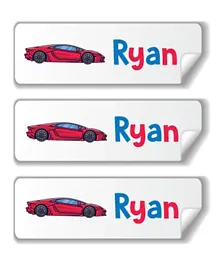 Twinkle Hands Personalized Waterproof Labels The Amazing Racing Car - 30 Pieces