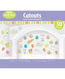 Party Centre Hello Easter Bunny Glitter Cutouts Mega Value Pack - 30 Pieces
