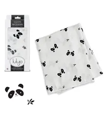 Lulujo Baby Bamboo Swaddle Blanket Panda - White & Black