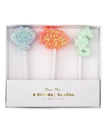 Meri Meri Sea Creature Glitter Candles - Pack of 6