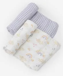 Little Unicorn Deluxe Muslin Swaddle Pack of 2 - Rainbow Gingham