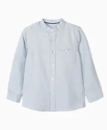 Zippy Kid Mandarin Collar Neck Shirt - Light Blue