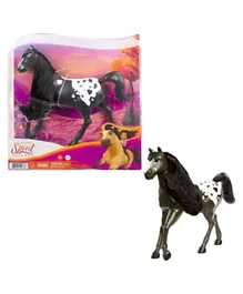 Spirit Untamed Herd Horse Moving Head Black Pinto with Long Black Mane & Playful Stance - Black