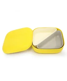 صندوق غداء بينتو سكوير من إيكوبو - ليمون + مقصورات بيضاء وحجرية