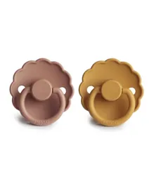 FRIGG Daisy Latex Baby Pacifier 2-Pack Honey Gold/Rose Gold - Size 2